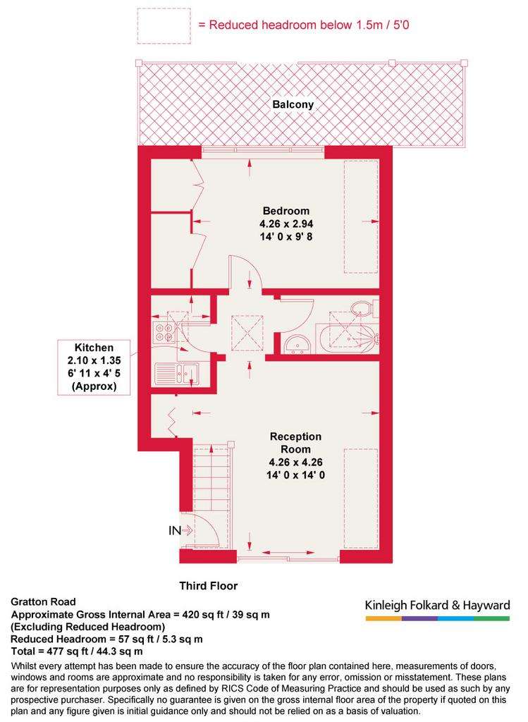 1 bedroom flat to rent - floorplan