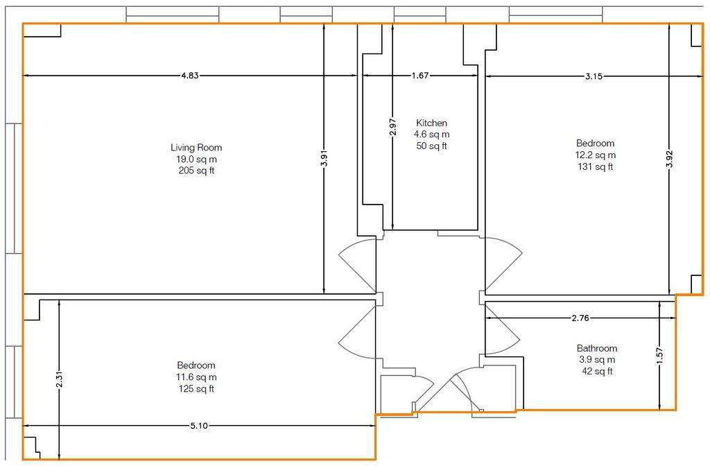 2 bedroom flat to rent - floorplan