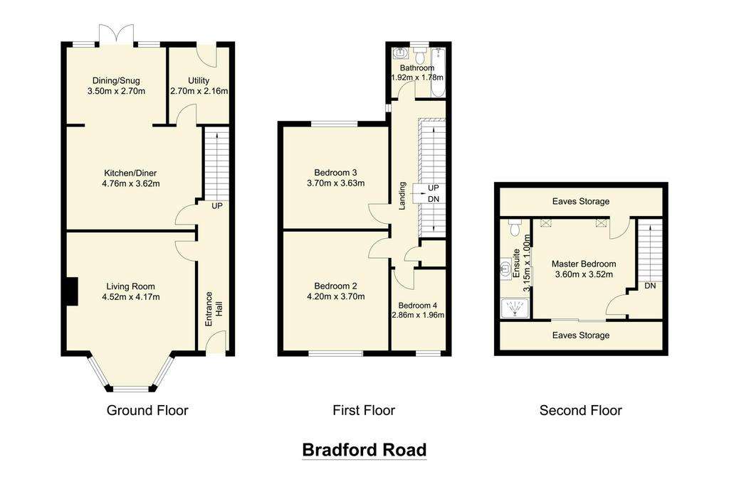 4 bedroom terraced house for sale - floorplan