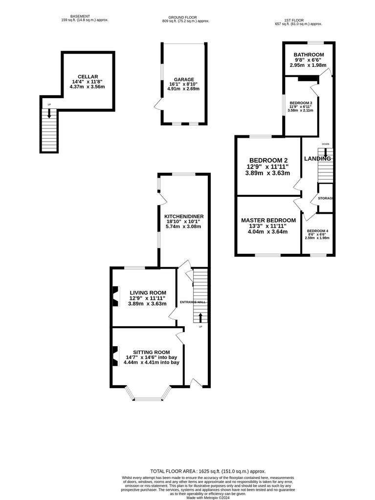 4 bedroom terraced house for sale - floorplan