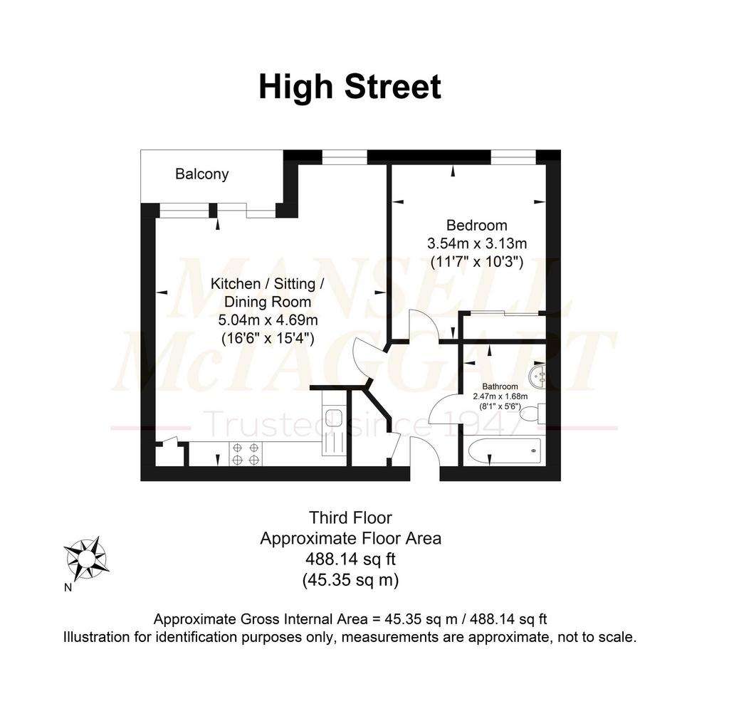 1 bedroom flat for sale - floorplan