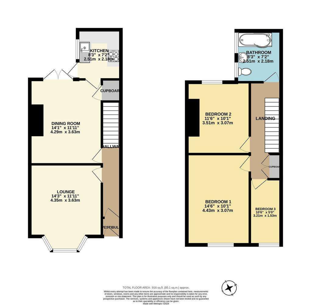 2 bedroom terraced house to rent - floorplan