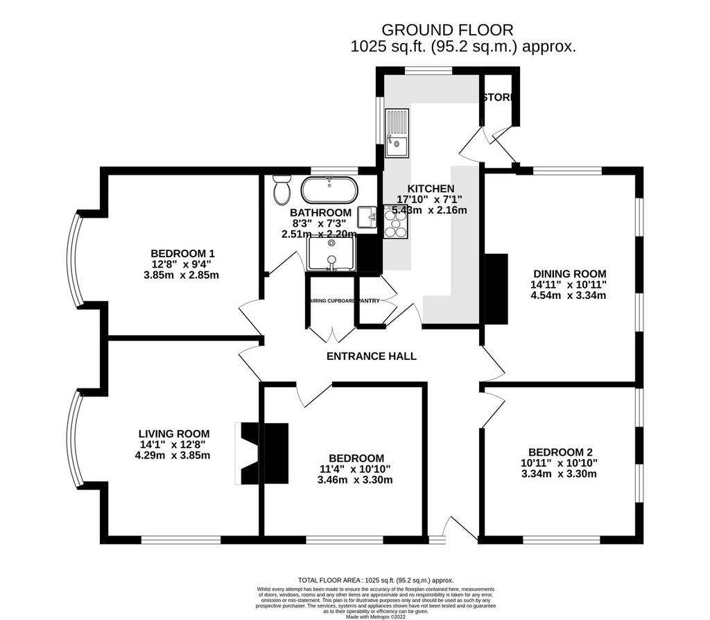 3 bedroom detached bungalow to rent - floorplan