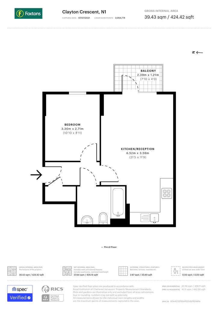 1 bedroom flat to rent - floorplan