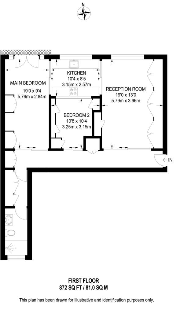 2 bedroom flat to rent - floorplan