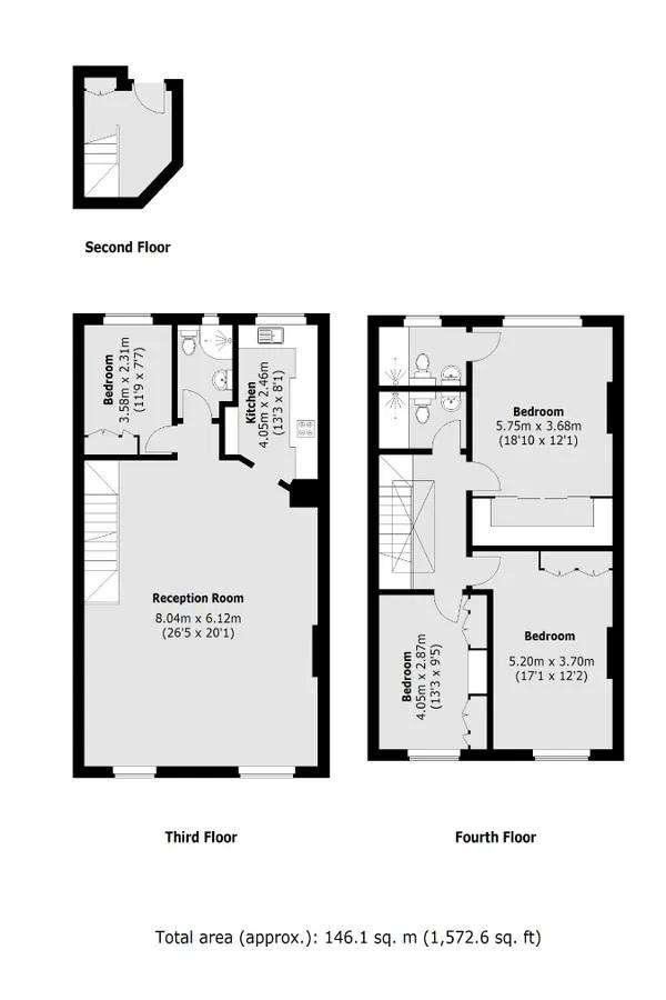 4 bedroom flat to rent - floorplan