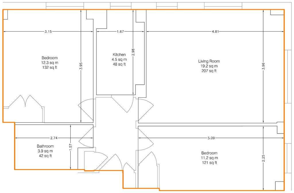 2 bedroom flat to rent - floorplan