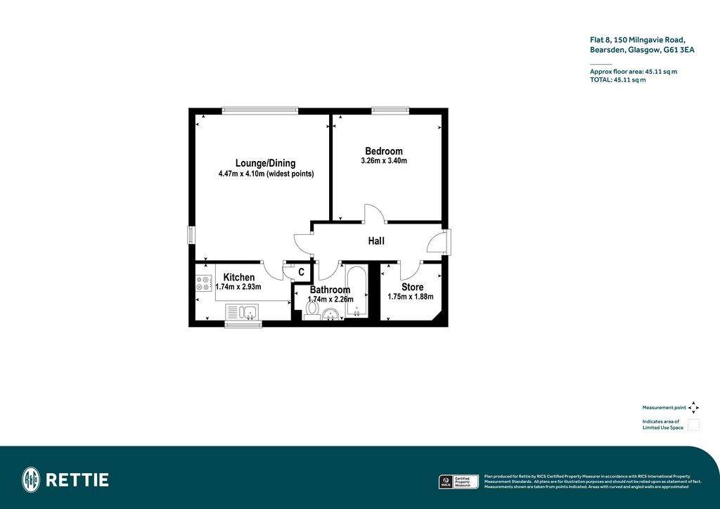 1 bedroom flat for sale - floorplan