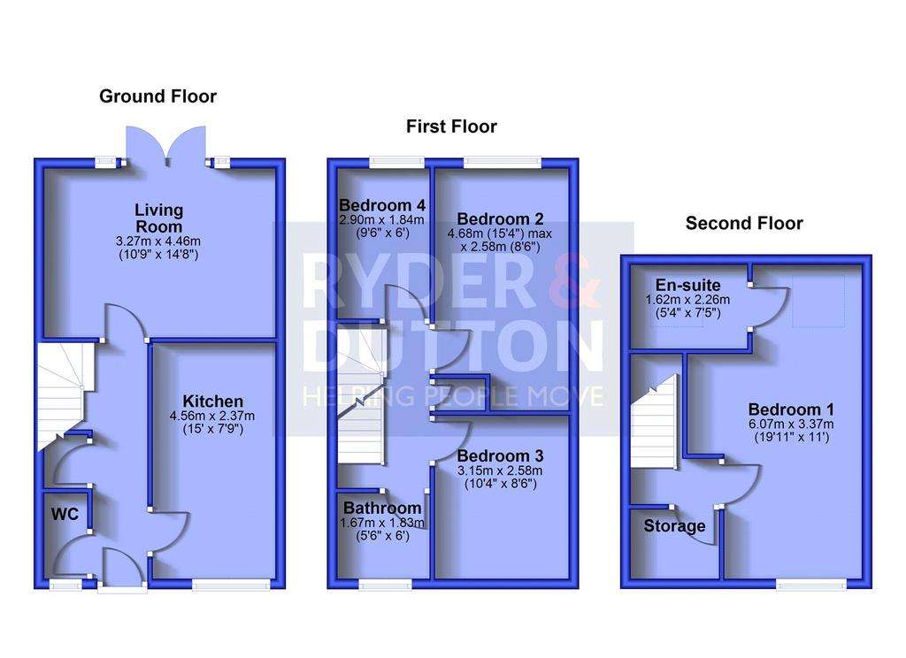 4 bedroom semi-detached house for sale - floorplan