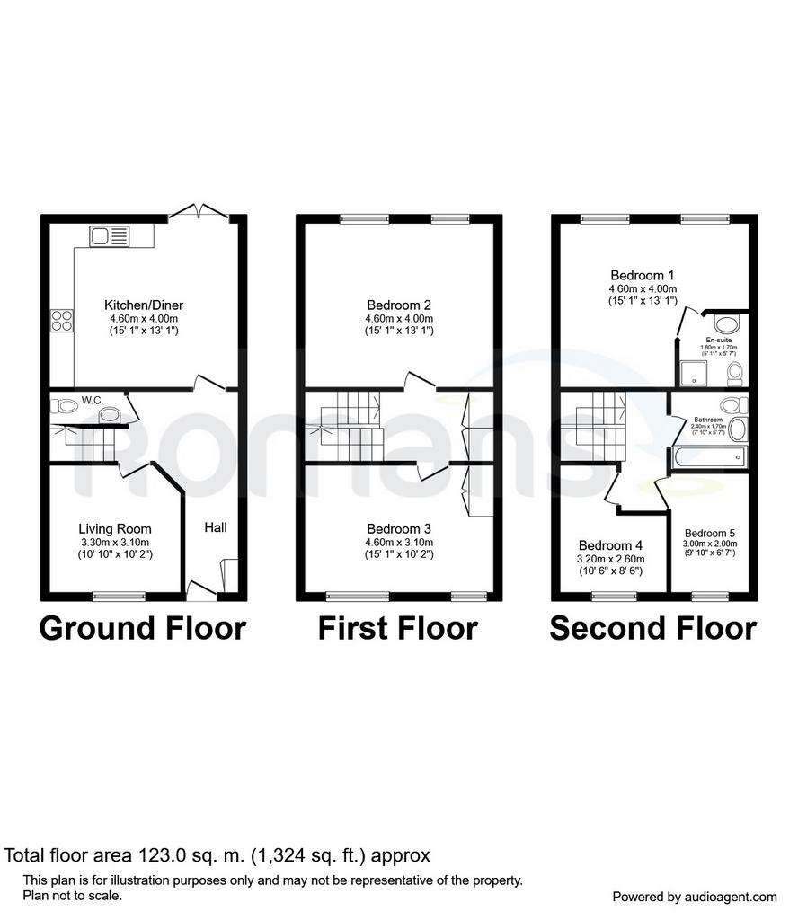 4 bedroom town house to rent - floorplan