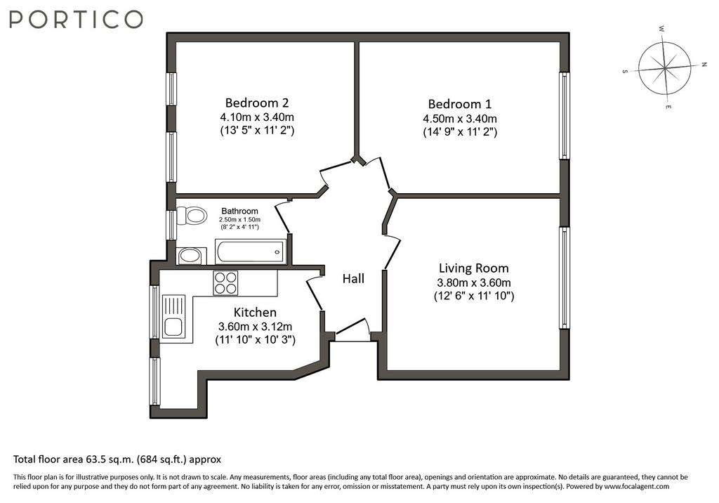 2 bedroom flat to rent - floorplan