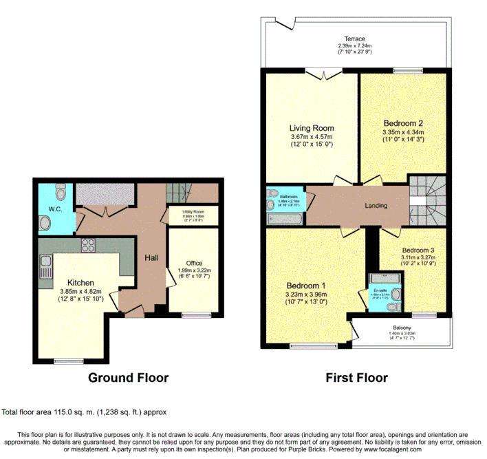 3 bedroom flat to rent - floorplan