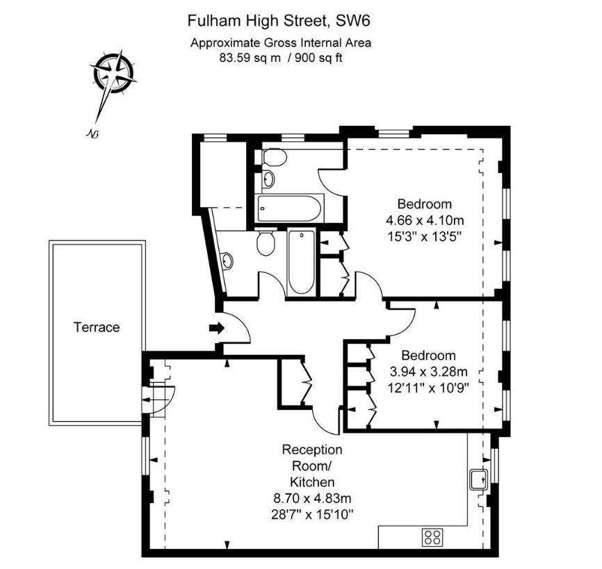 2 bedroom flat to rent - floorplan