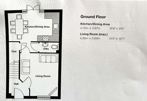 3 bedroom terraced house for sale - floorplan