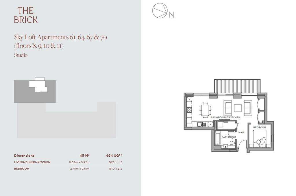 1 bedroom penthouse apartment for sale - floorplan