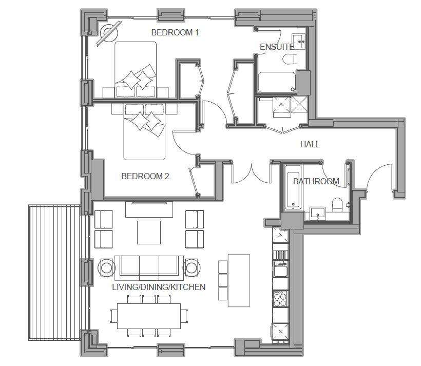 2 bedroom penthouse apartment for sale - floorplan