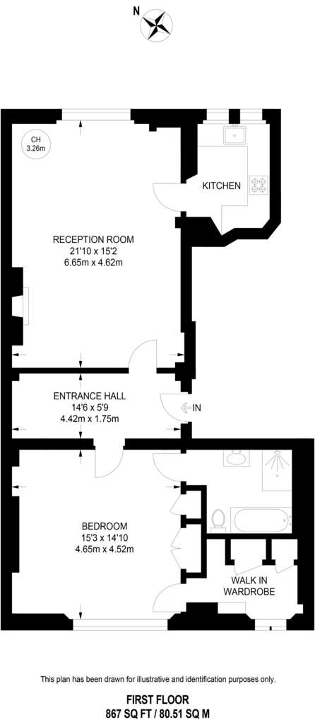 1 bedroom flat to rent - floorplan