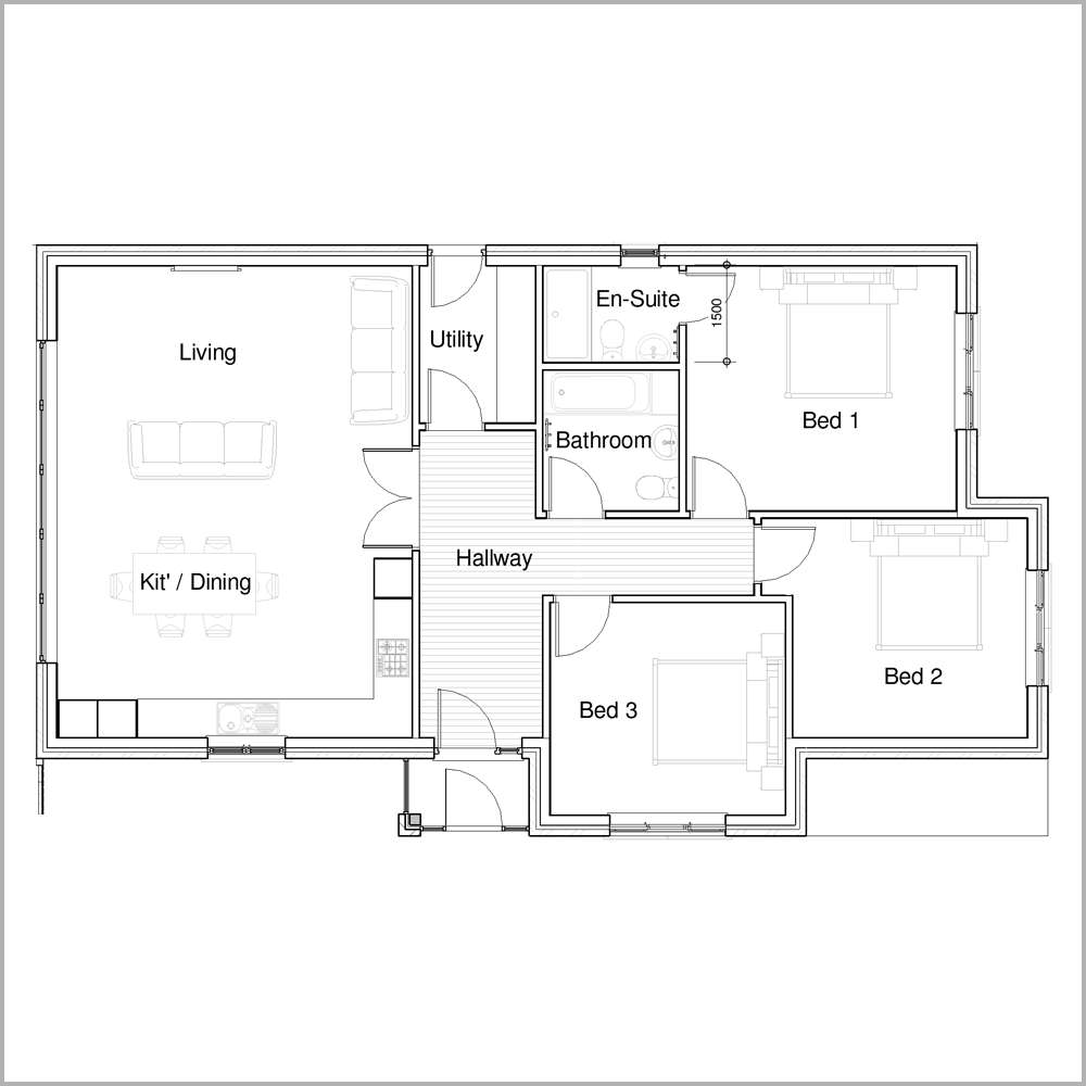 3 bedroom bungalow for sale - floorplan