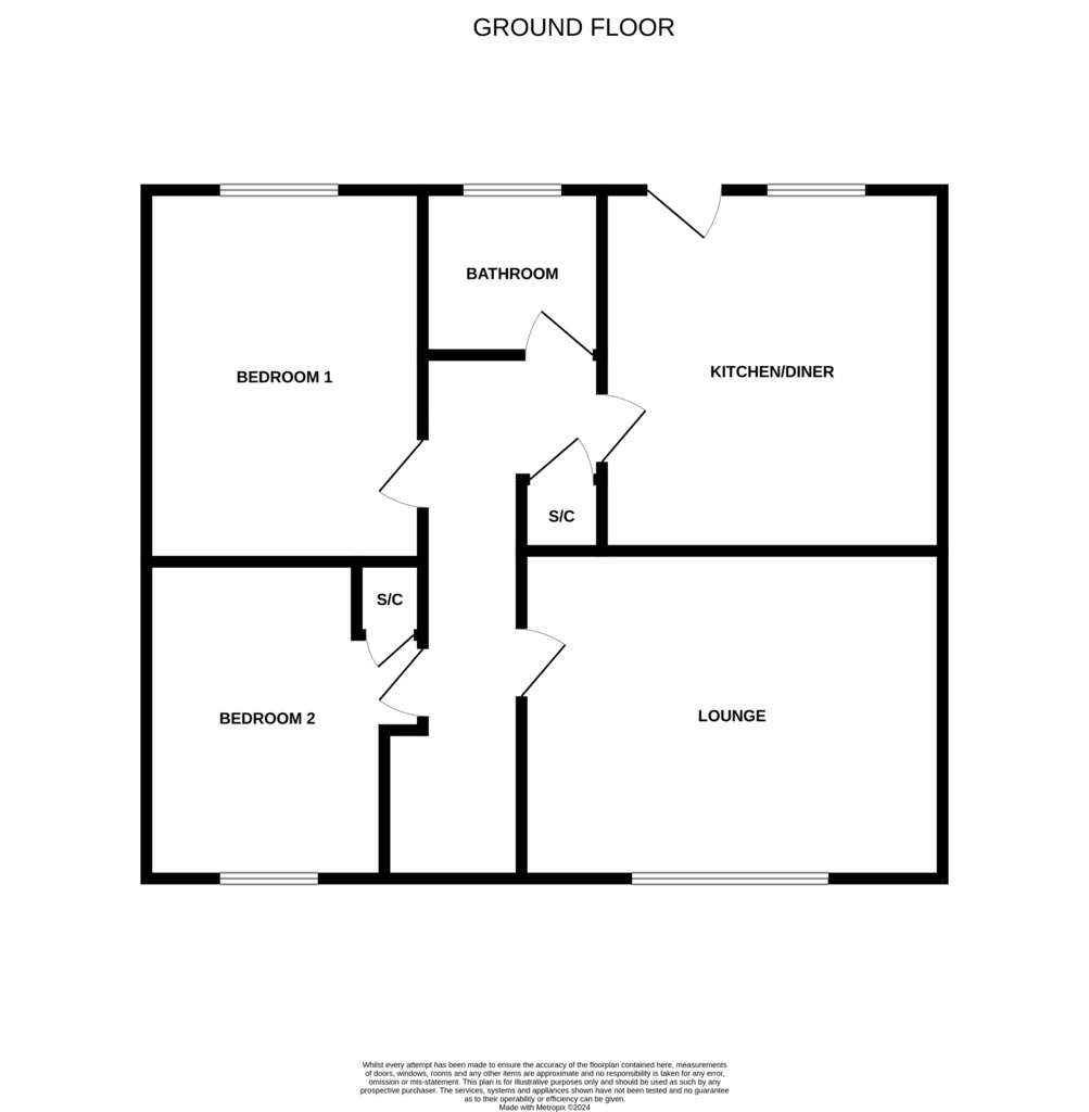 2 bedroom semi-detached bungalow for sale - floorplan