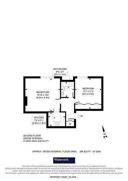 1 bedroom flat to rent - floorplan