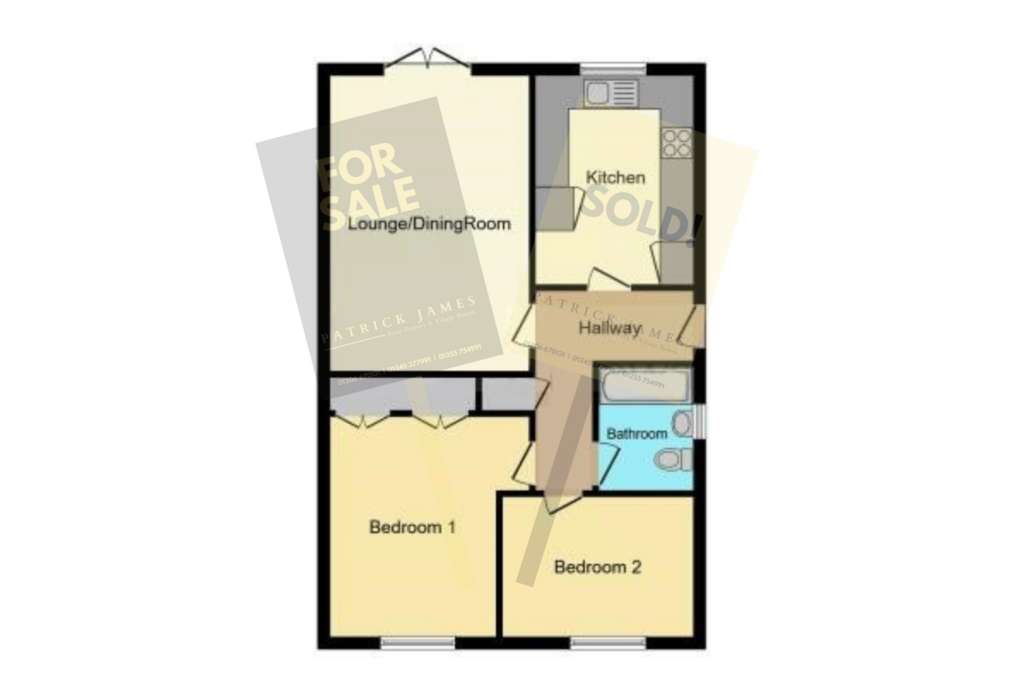 2 bedroom bungalow for sale - floorplan