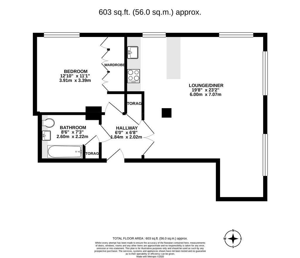 1 bedroom flat to rent - floorplan