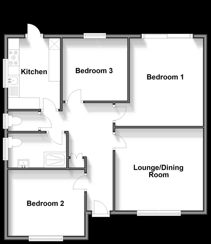 3 bedroom semi-detached bungalow for sale - floorplan