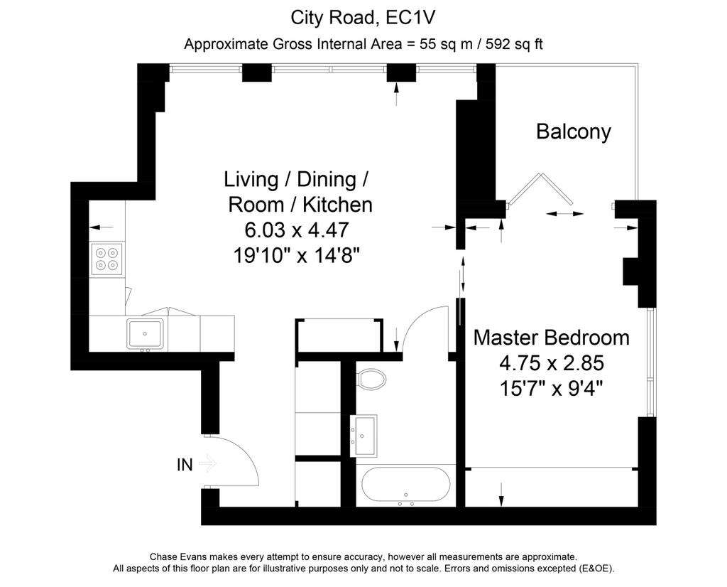 1 bedroom flat to rent - floorplan