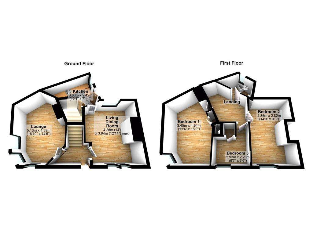 3 bedroom terraced house for sale - floorplan