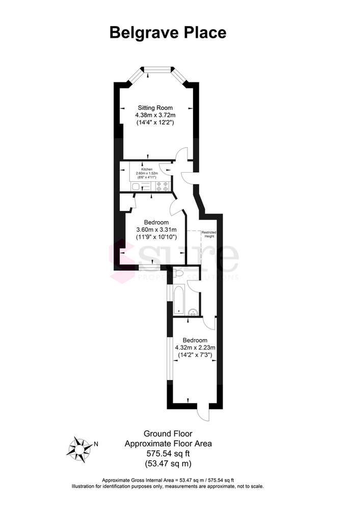 2 bedroom ground floor flat to rent - floorplan