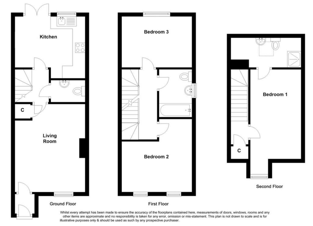 3 bedroom end of terrace house for sale - floorplan