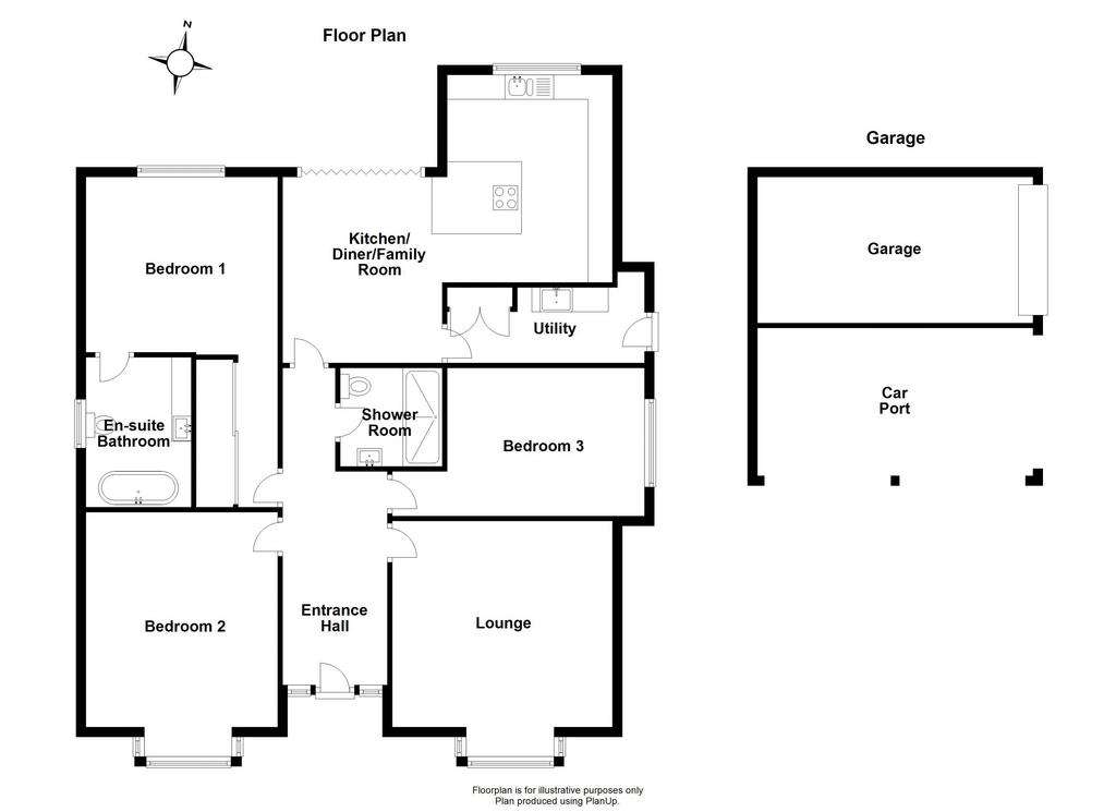 3 bedroom bungalow for sale - floorplan