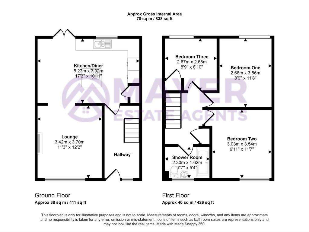 3 bedroom end of terrace house for sale - floorplan