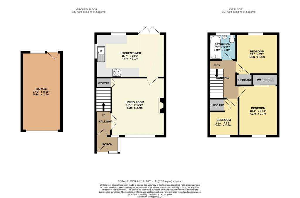 3 bedroom semi-detached house for sale - floorplan