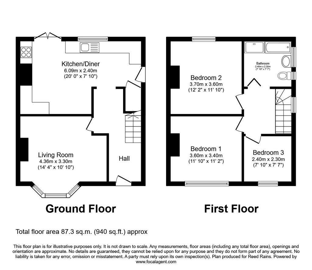 3 bedroom semi-detached house for sale - floorplan