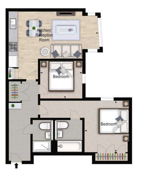 2 bedroom flat to rent - floorplan