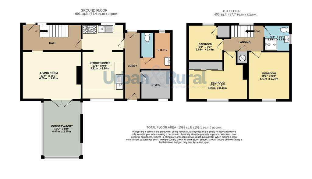 3 bedroom semi-detached house for sale - floorplan