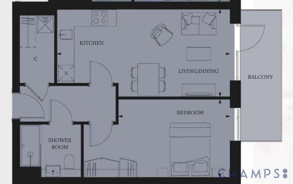 1 bedroom flat to rent - floorplan