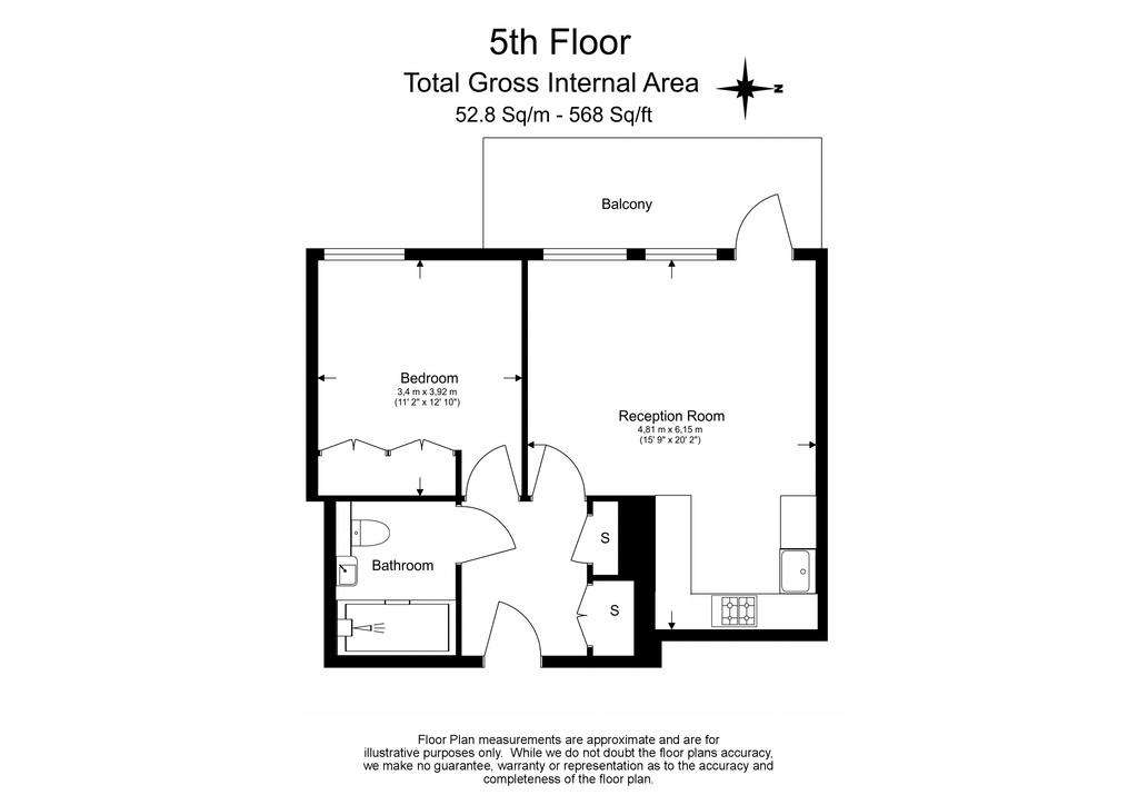 1 bedroom flat to rent - floorplan