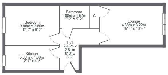 1 bedroom flat to rent - floorplan