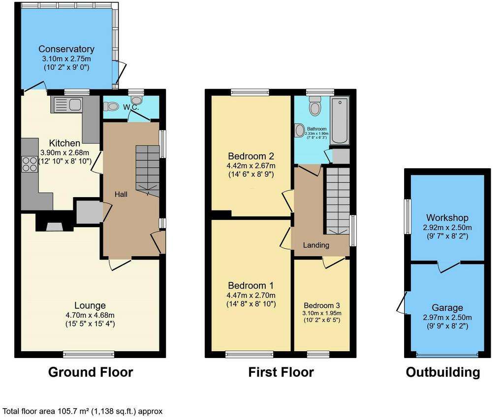 3 bedroom semi-detached house for sale - floorplan