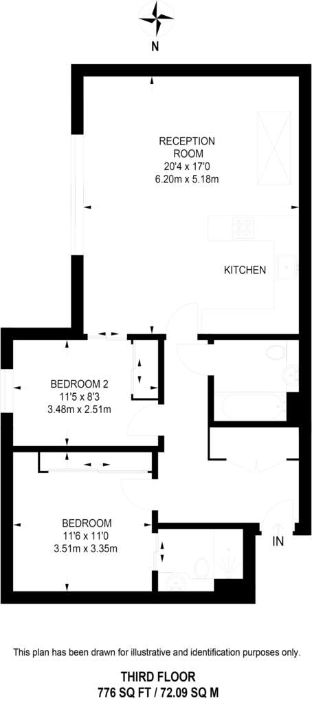 2 bedroom flat to rent - floorplan