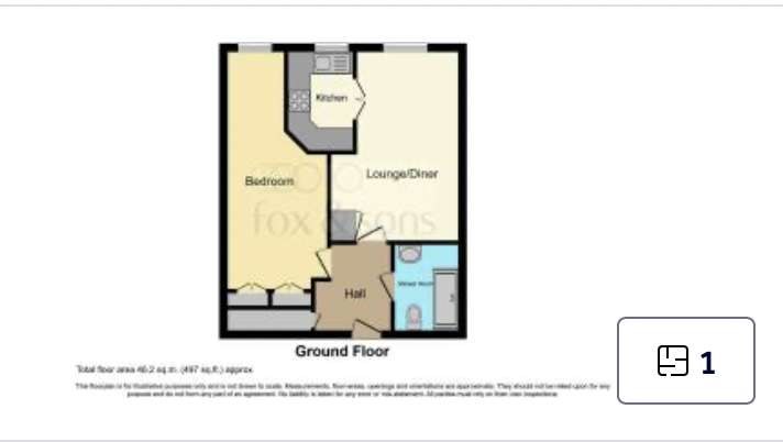 1 bedroom flat for sale - floorplan