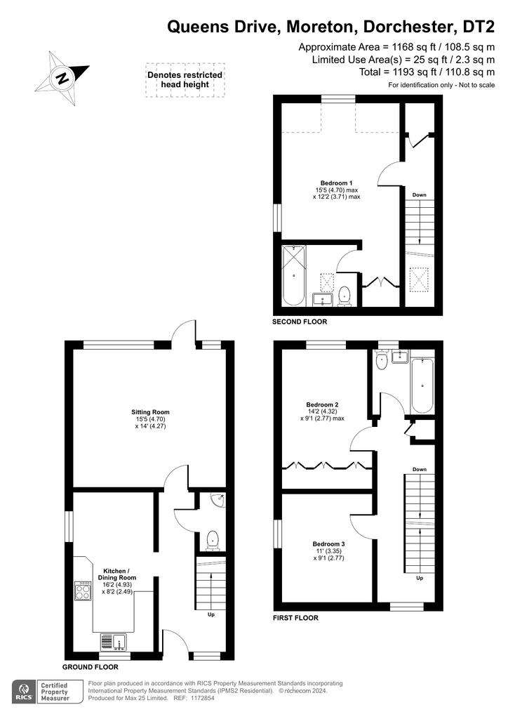 3 bedroom end of terrace house for sale - floorplan