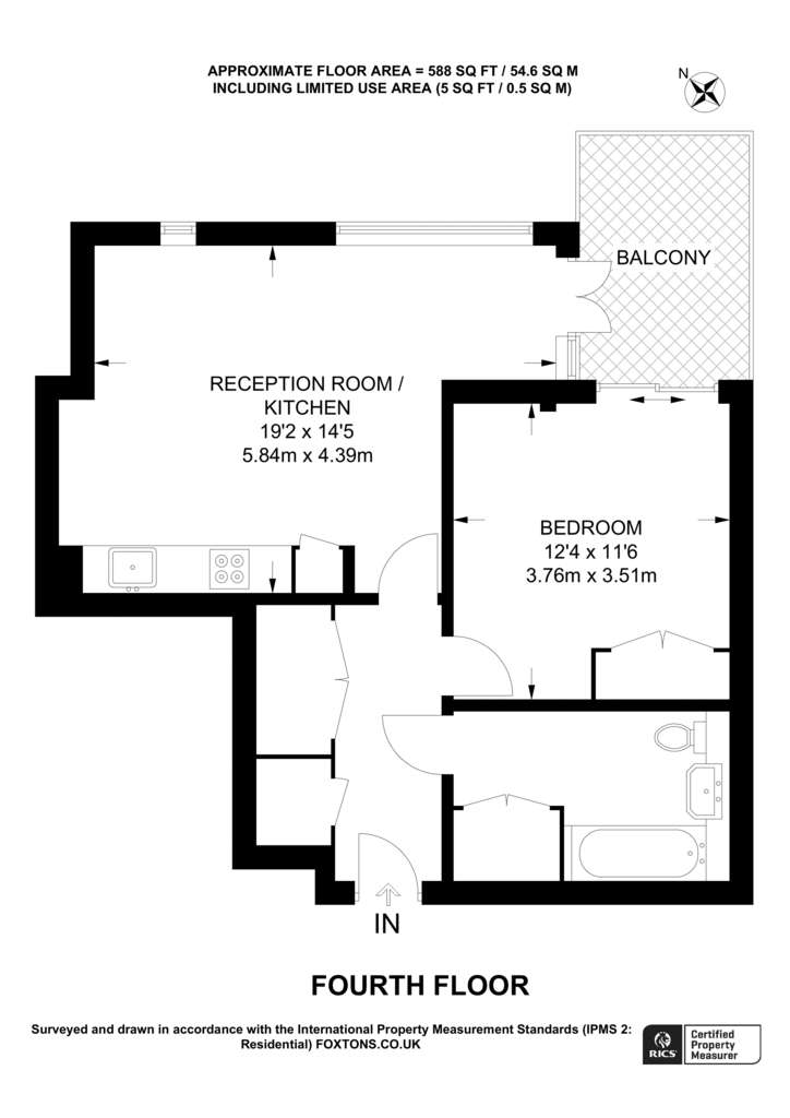 1 bedroom flat to rent - floorplan