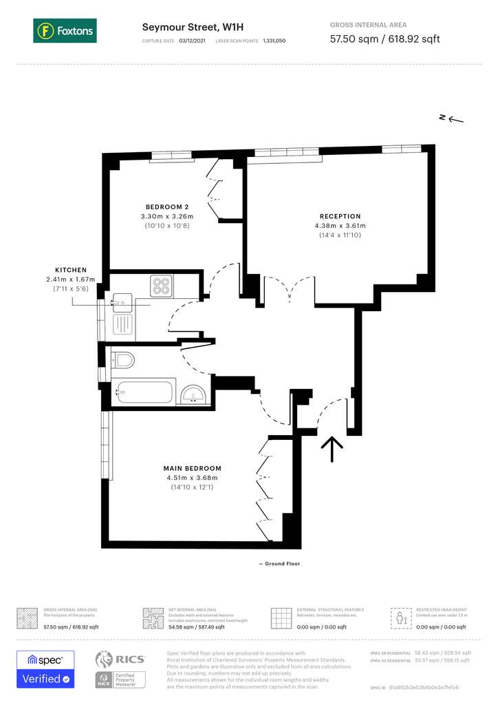 2 bedroom flat to rent - floorplan