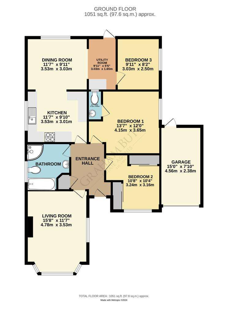 3 bedroom bungalow for sale - floorplan