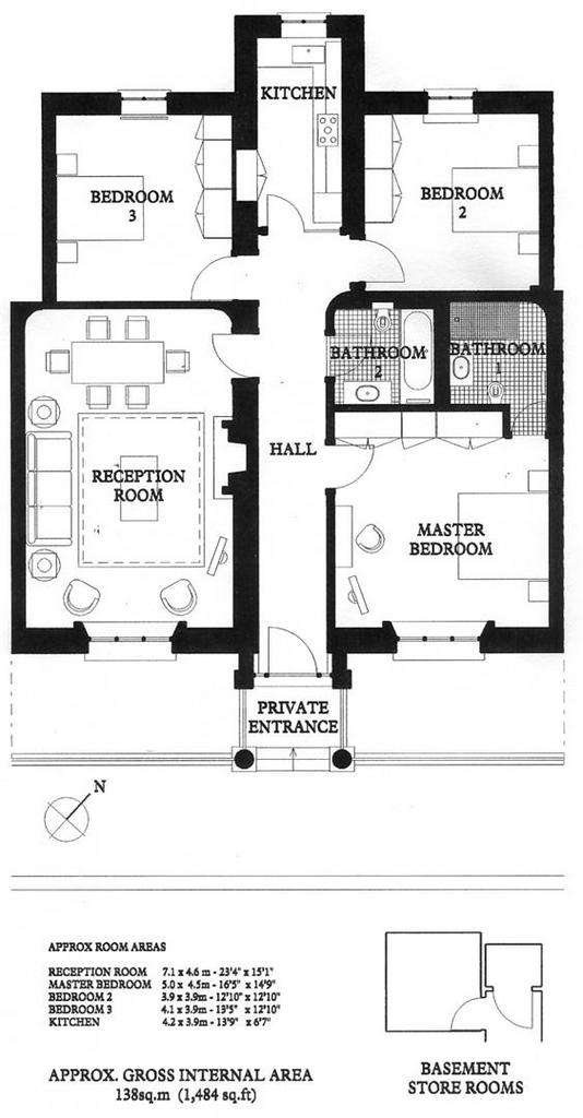 3 bedroom flat to rent - floorplan