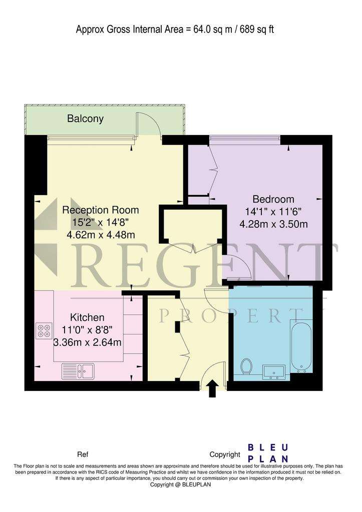 1 bedroom flat to rent - floorplan