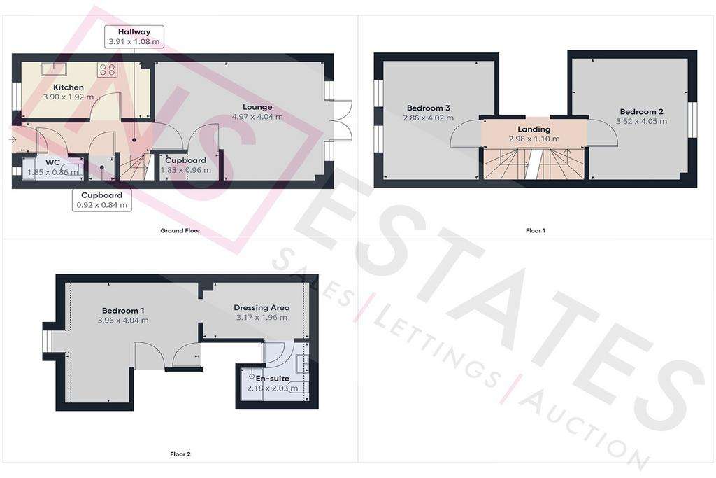 3 bedroom terraced house for sale - floorplan